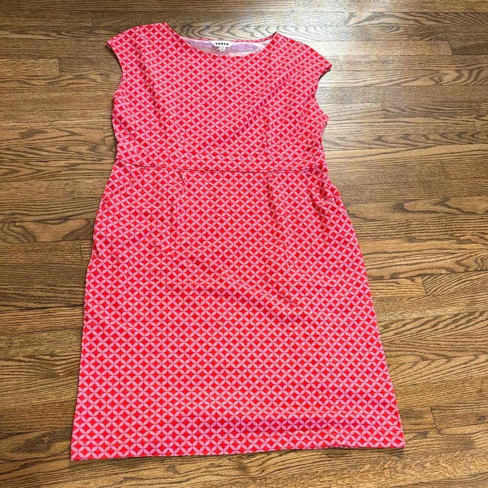 Boden Patterned Pink Sheath Dress Size Large